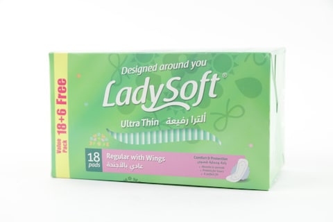 Lady Soft Ultra Thin Regular With Wings Sanitary Pad 24 Count